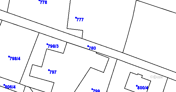 Parcela st. 780 v KÚ Krmelín, Katastrální mapa
