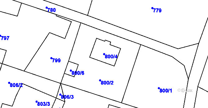 Parcela st. 800/4 v KÚ Krmelín, Katastrální mapa