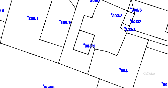 Parcela st. 803/1 v KÚ Krmelín, Katastrální mapa