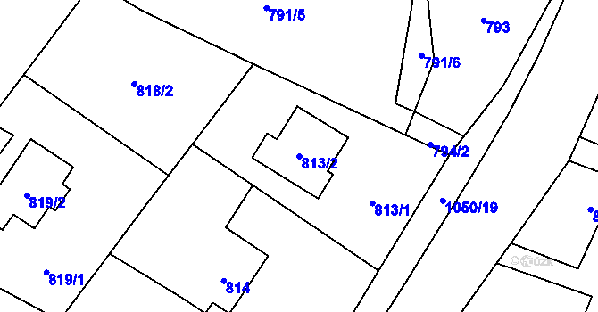 Parcela st. 813/2 v KÚ Krmelín, Katastrální mapa