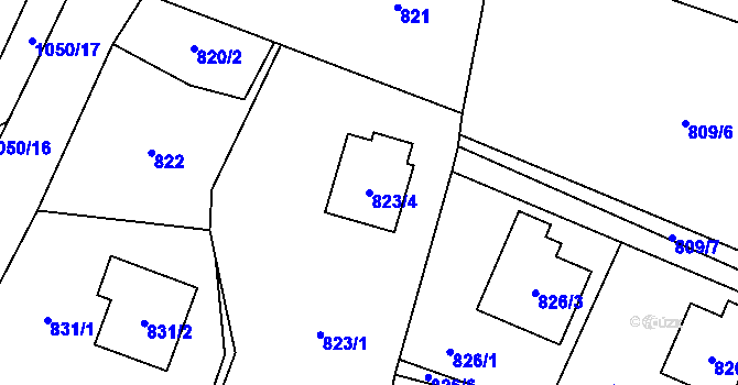 Parcela st. 823/4 v KÚ Krmelín, Katastrální mapa