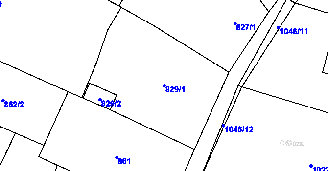 Parcela st. 829/1 v KÚ Krmelín, Katastrální mapa
