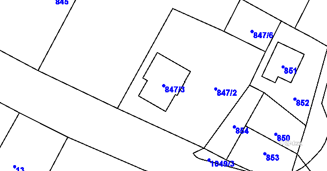 Parcela st. 847/3 v KÚ Krmelín, Katastrální mapa