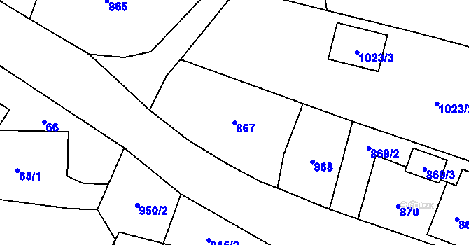 Parcela st. 867 v KÚ Krmelín, Katastrální mapa
