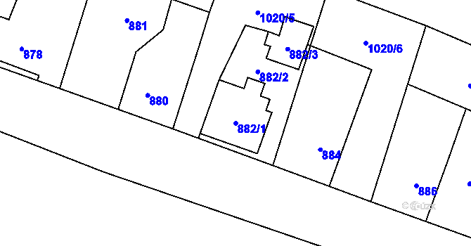 Parcela st. 882/1 v KÚ Krmelín, Katastrální mapa