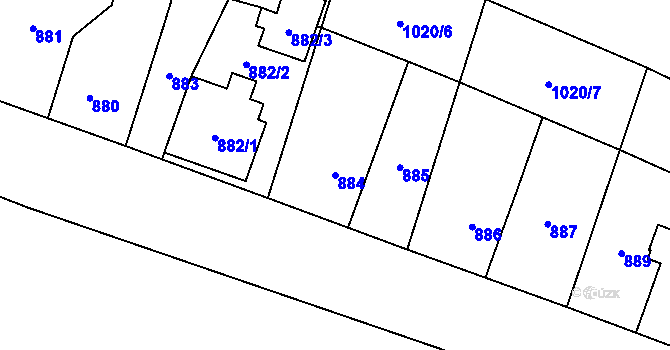 Parcela st. 884 v KÚ Krmelín, Katastrální mapa