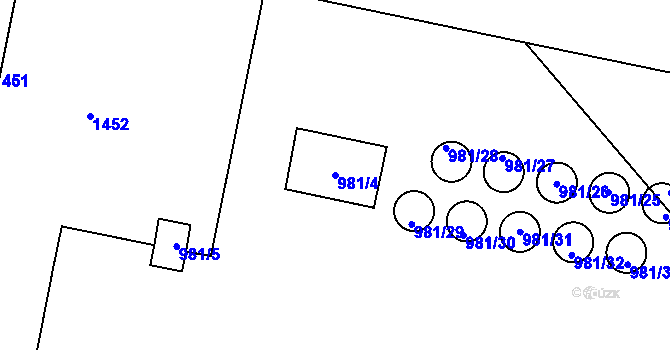 Parcela st. 981/4 v KÚ Krmelín, Katastrální mapa