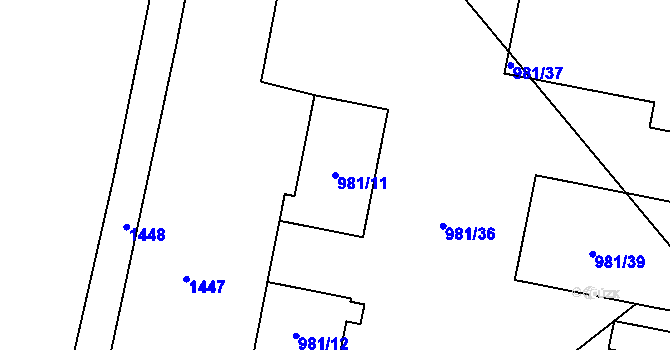 Parcela st. 981/11 v KÚ Krmelín, Katastrální mapa
