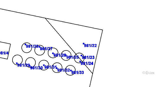 Parcela st. 981/22 v KÚ Krmelín, Katastrální mapa