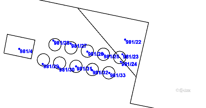 Parcela st. 981/25 v KÚ Krmelín, Katastrální mapa