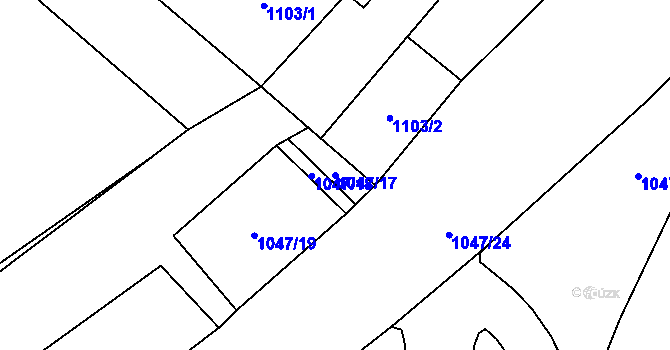 Parcela st. 1047/17 v KÚ Krmelín, Katastrální mapa
