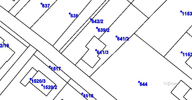 Parcela st. 641/3 v KÚ Krmelín, Katastrální mapa