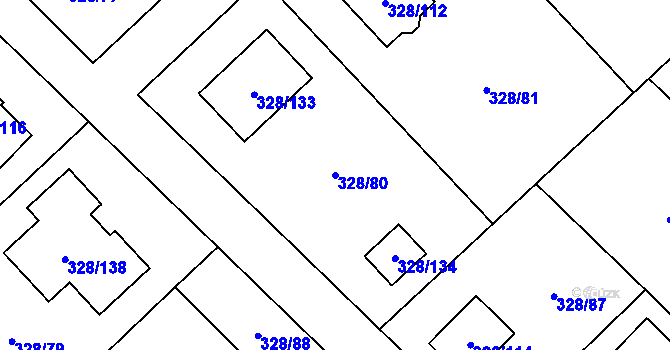 Parcela st. 328/80 v KÚ Krmelín, Katastrální mapa