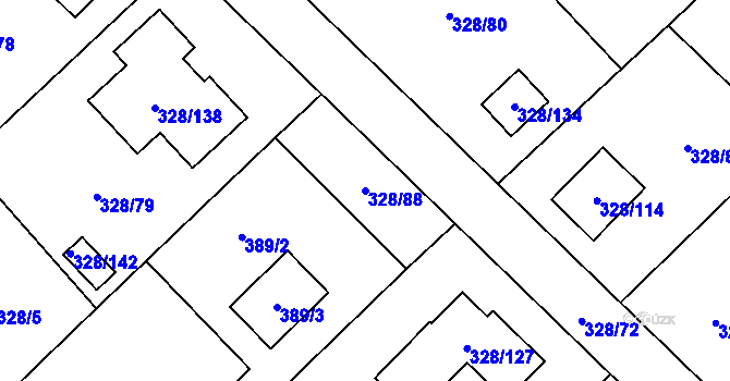 Parcela st. 328/88 v KÚ Krmelín, Katastrální mapa