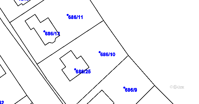 Parcela st. 686/10 v KÚ Krmelín, Katastrální mapa