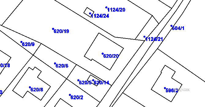 Parcela st. 620/20 v KÚ Krmelín, Katastrální mapa