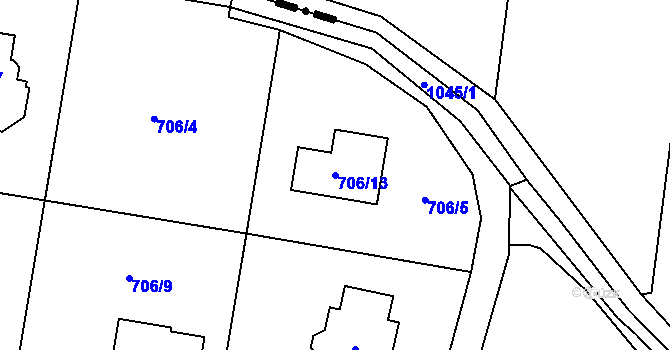 Parcela st. 706/13 v KÚ Krmelín, Katastrální mapa