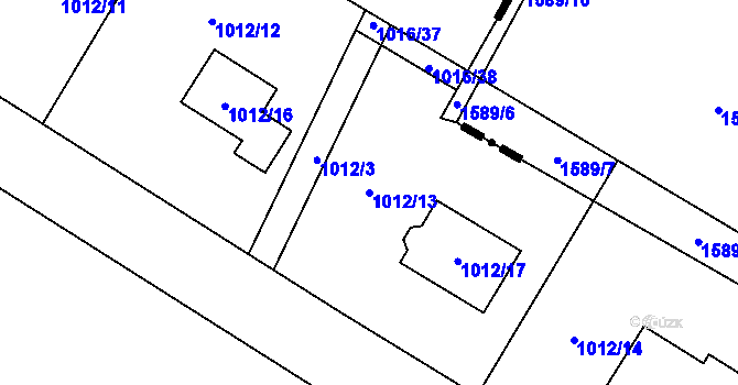 Parcela st. 1012/13 v KÚ Krmelín, Katastrální mapa
