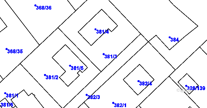 Parcela st. 381/3 v KÚ Krmelín, Katastrální mapa
