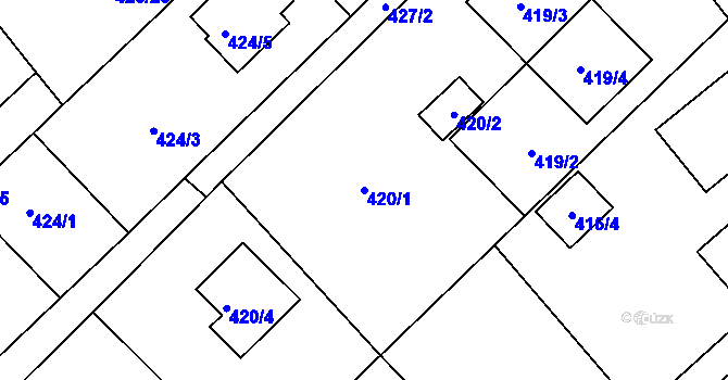 Parcela st. 420/1 v KÚ Krmelín, Katastrální mapa