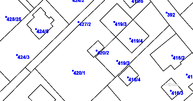 Parcela st. 420/2 v KÚ Krmelín, Katastrální mapa