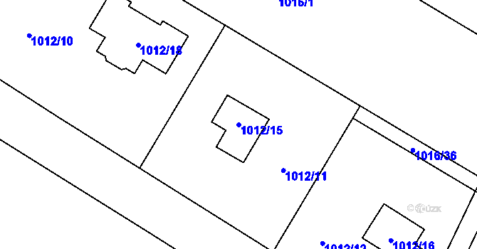 Parcela st. 1012/15 v KÚ Krmelín, Katastrální mapa