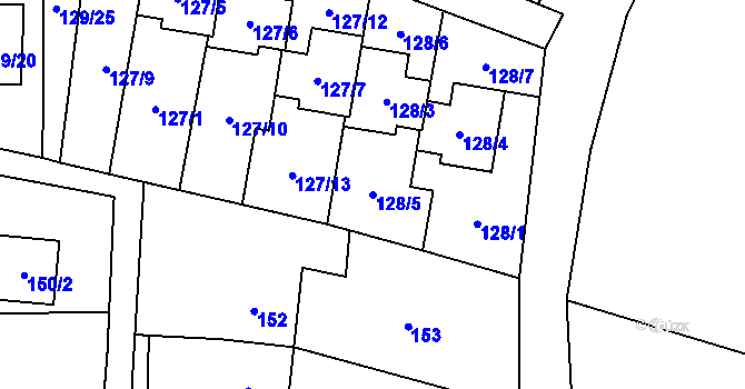 Parcela st. 128/5 v KÚ Krmelín, Katastrální mapa