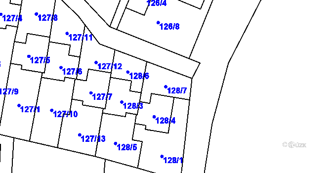 Parcela st. 128/7 v KÚ Krmelín, Katastrální mapa
