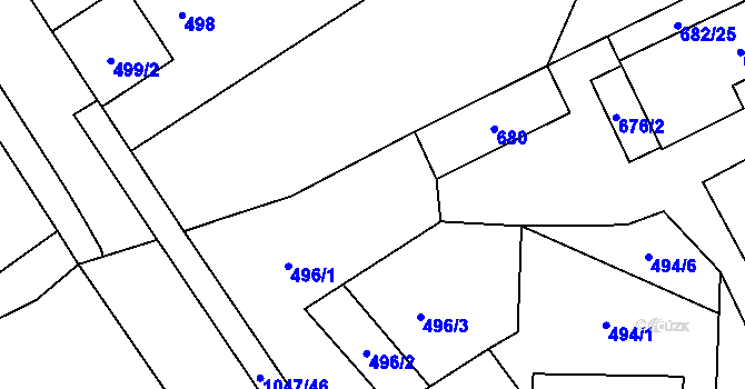 Parcela st. 497/4 v KÚ Krmelín, Katastrální mapa