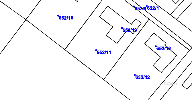 Parcela st. 652/11 v KÚ Krmelín, Katastrální mapa