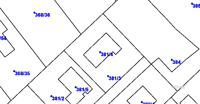 Parcela st. 381/4 v KÚ Krmelín, Katastrální mapa