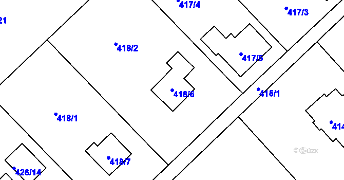 Parcela st. 418/6 v KÚ Krmelín, Katastrální mapa