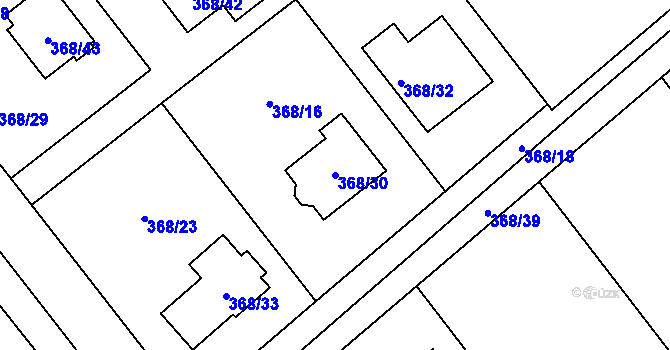 Parcela st. 368/30 v KÚ Krmelín, Katastrální mapa