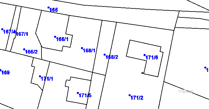 Parcela st. 168/2 v KÚ Krmelín, Katastrální mapa
