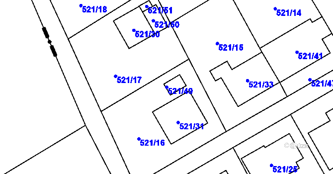 Parcela st. 521/49 v KÚ Krmelín, Katastrální mapa
