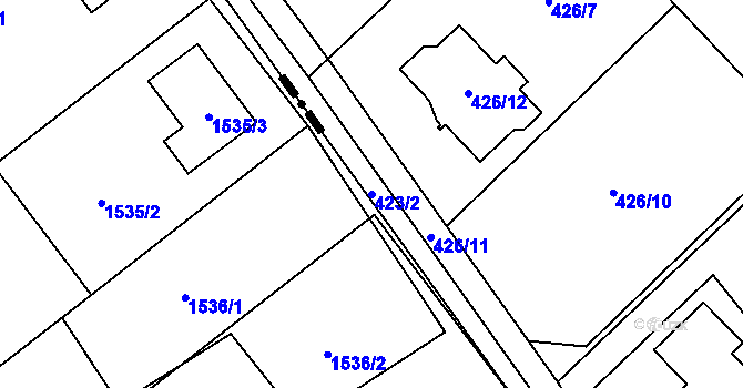 Parcela st. 423/2 v KÚ Krmelín, Katastrální mapa