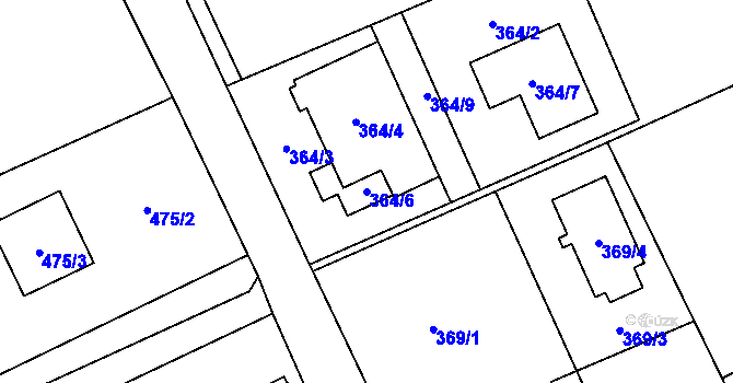 Parcela st. 364/6 v KÚ Krmelín, Katastrální mapa