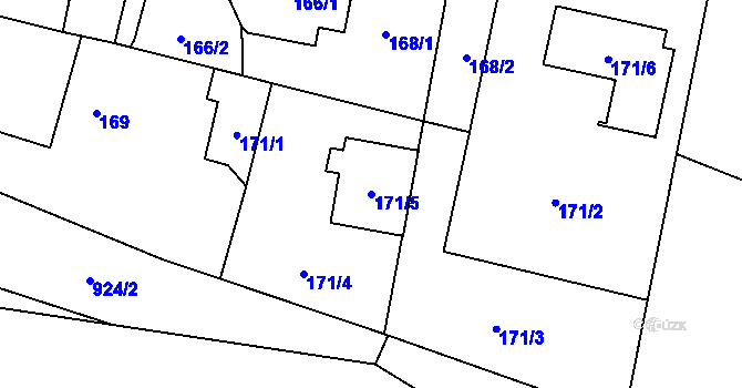 Parcela st. 171/5 v KÚ Krmelín, Katastrální mapa