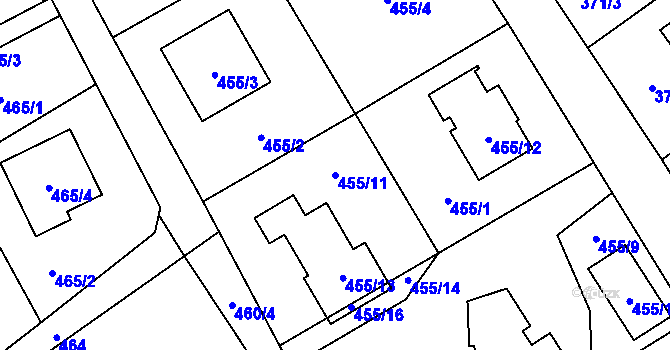 Parcela st. 455/11 v KÚ Krmelín, Katastrální mapa