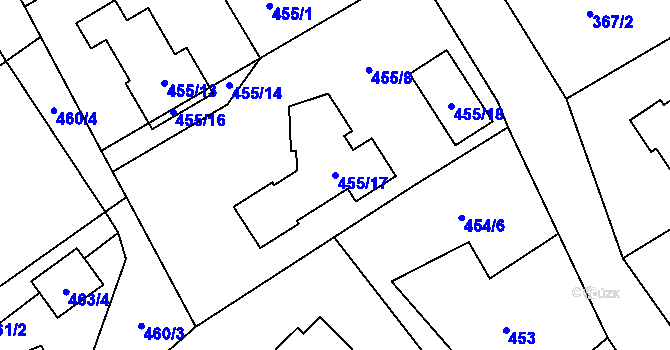 Parcela st. 455/17 v KÚ Krmelín, Katastrální mapa