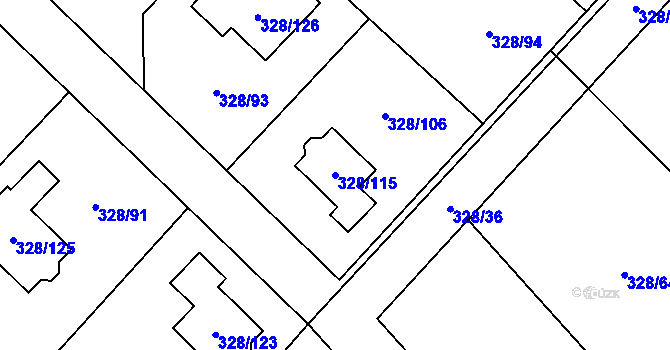 Parcela st. 328/115 v KÚ Krmelín, Katastrální mapa