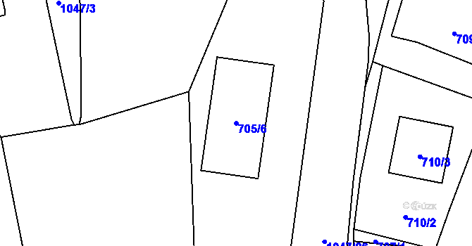 Parcela st. 705/6 v KÚ Krmelín, Katastrální mapa