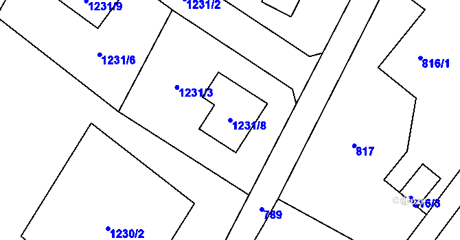 Parcela st. 1231/8 v KÚ Krmelín, Katastrální mapa