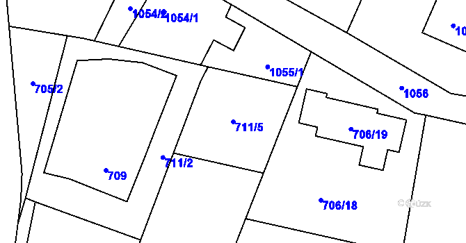 Parcela st. 711/5 v KÚ Krmelín, Katastrální mapa
