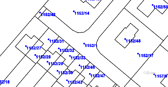 Parcela st. 1152/1 v KÚ Krmelín, Katastrální mapa