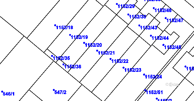 Parcela st. 1152/21 v KÚ Krmelín, Katastrální mapa