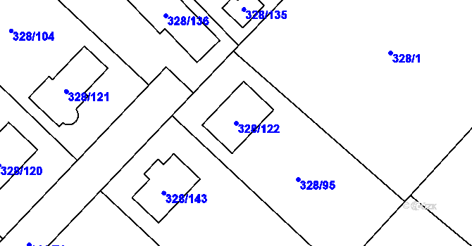 Parcela st. 328/122 v KÚ Krmelín, Katastrální mapa