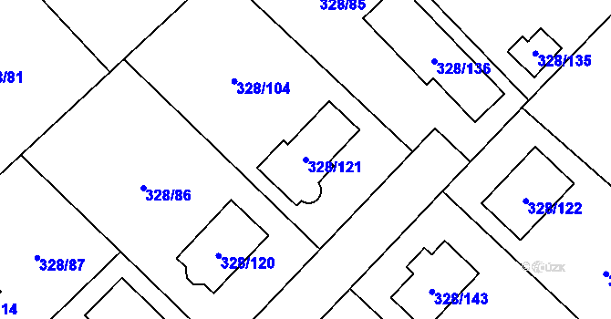 Parcela st. 328/121 v KÚ Krmelín, Katastrální mapa