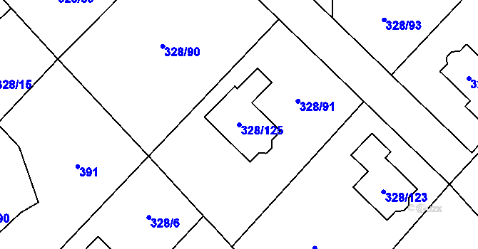 Parcela st. 328/125 v KÚ Krmelín, Katastrální mapa