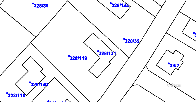 Parcela st. 328/131 v KÚ Krmelín, Katastrální mapa